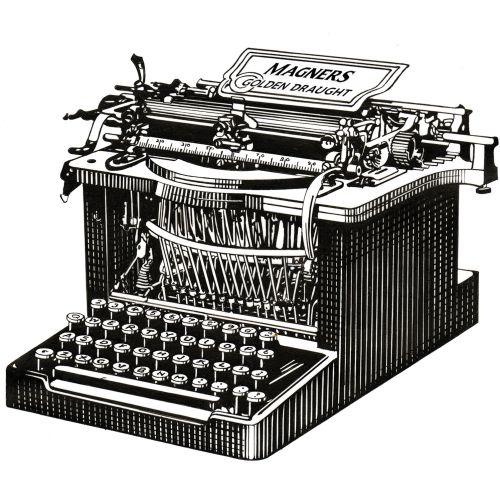 Typewriter machine black and white illustration 