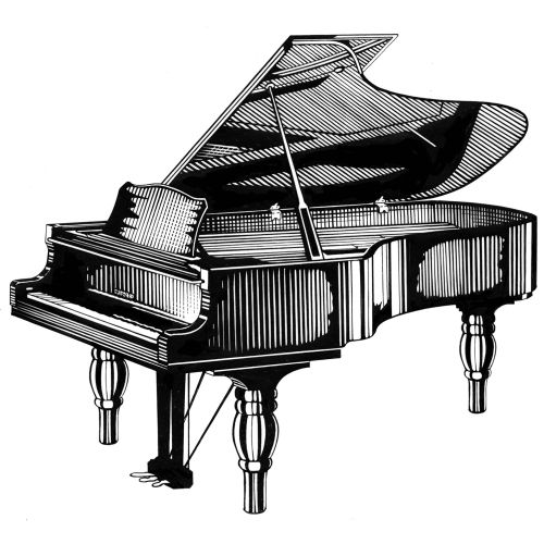 Manager's marketing line art featuring a grand piano