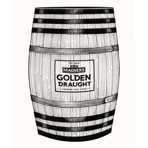 Illustration of Magners Cider cask by Richard Phipps
