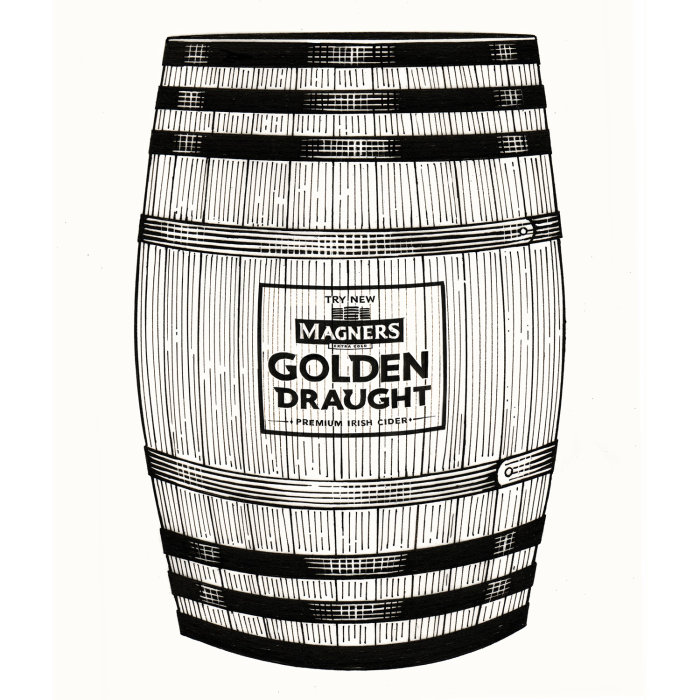 Illustration of Magners Cider cask by Richard Phipps