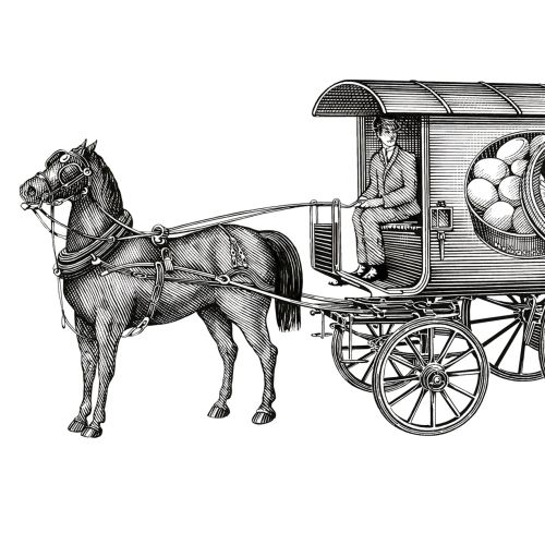 Vintage horse cart illustration by Richard Phipps