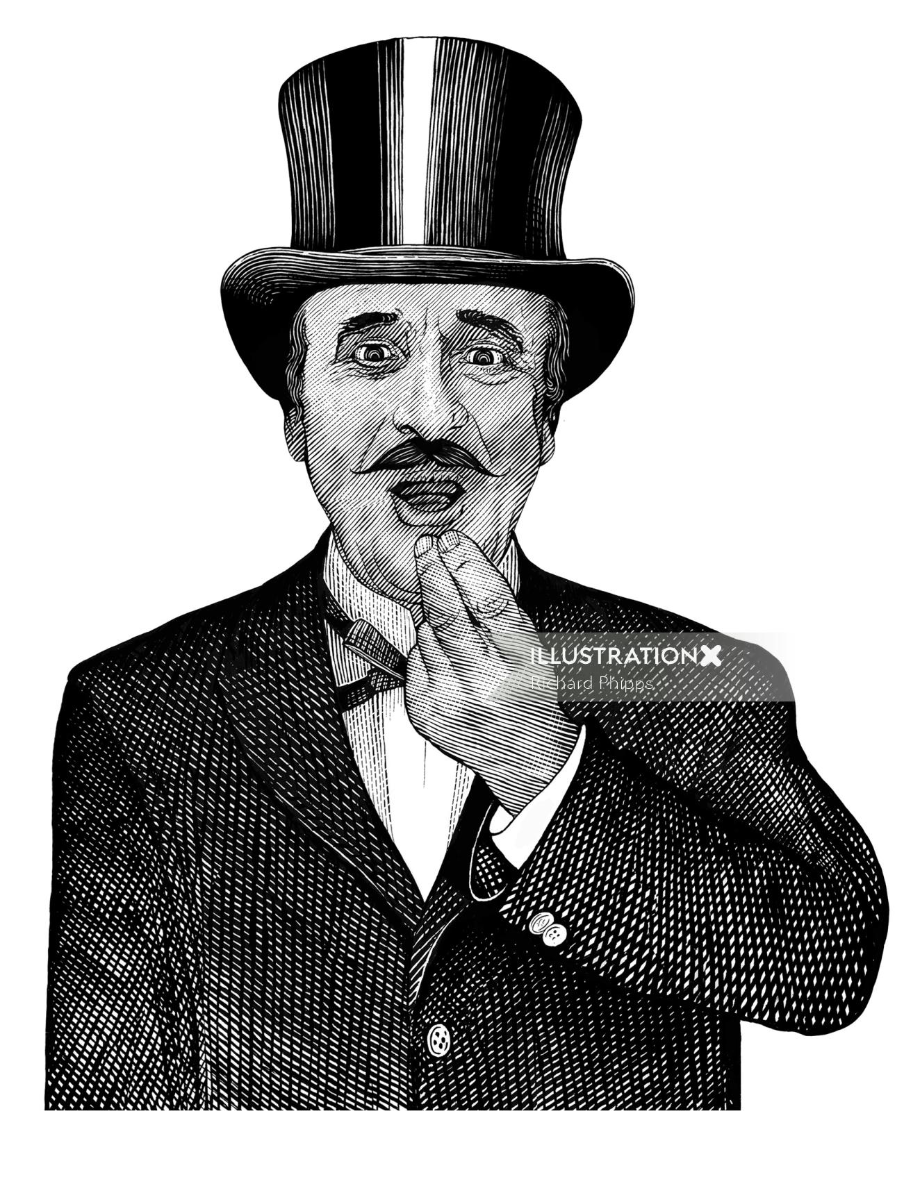 Portrait noir et blanc de Charlie Chaplin