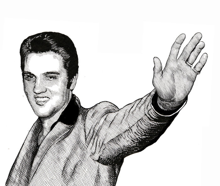 Portraiture of American singer Elvis Presley