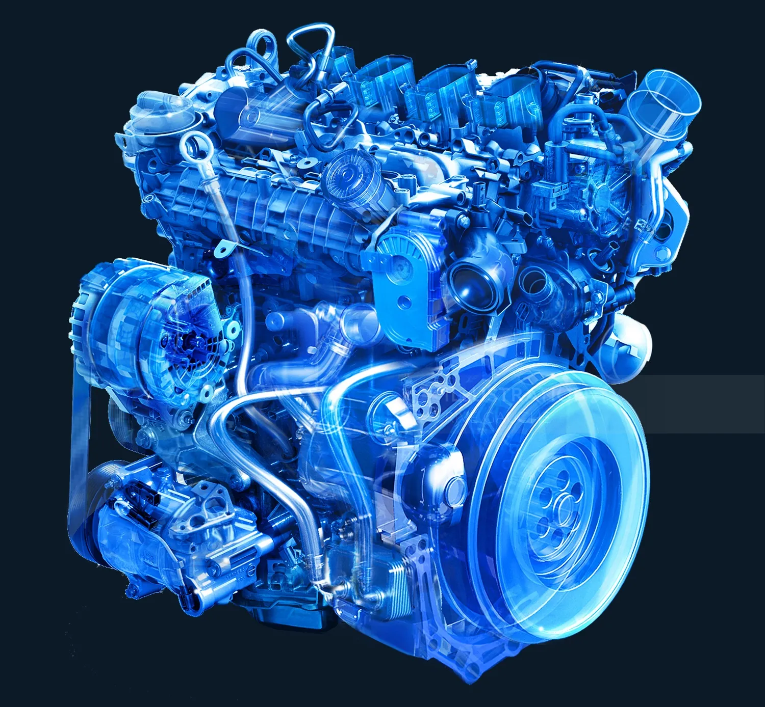Detailed 3D blue car engine model by RIVE GAUCHE