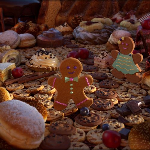 Holiday cookies including gingerbread men and assorted desserts by RIVE GAUCHE