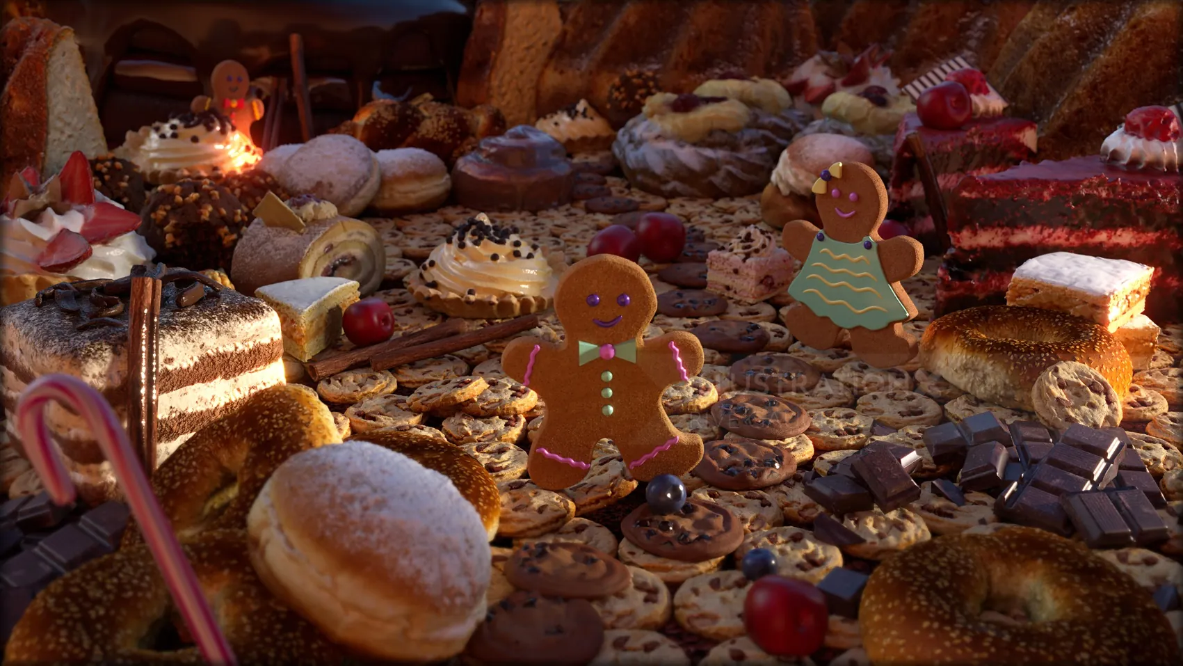 Holiday cookies including gingerbread men and assorted desserts by RIVE GAUCHE