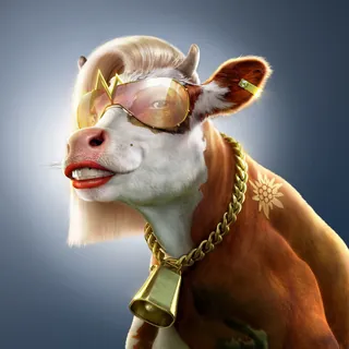 Stylish cow with sunglasses and gold chain by RIVE GAUCHE