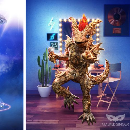 3D futuristic toy and spiky creature figure in a room by RIVE GAUCHE