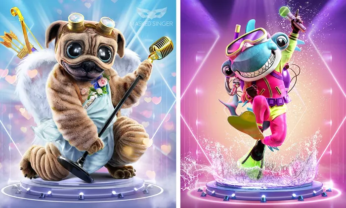 Singing pug and frog characters performing with microphones by RIVE GAUCHE