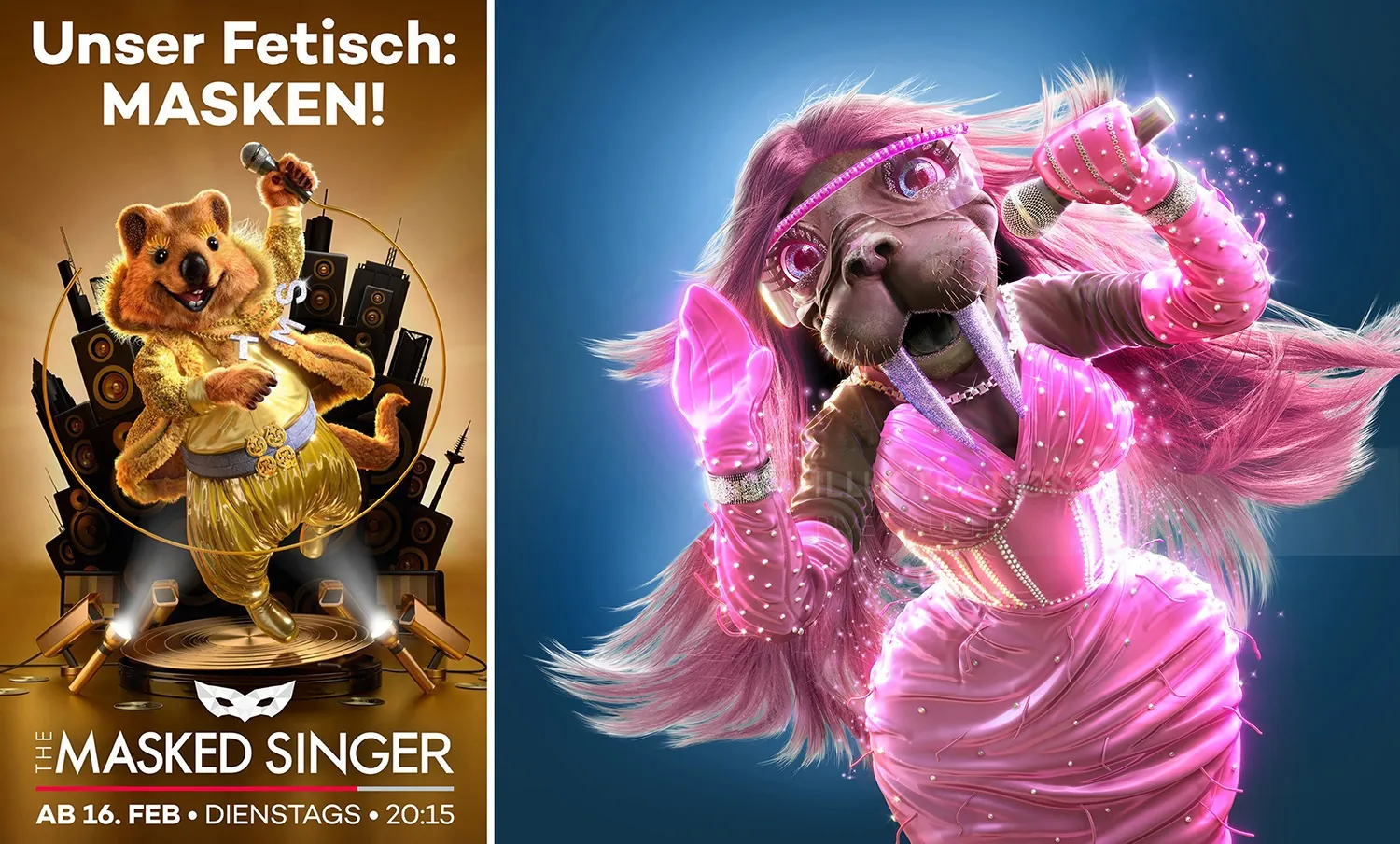 Masked hamster mascot wearing pink outfit and mask by RIVE GAUCHE