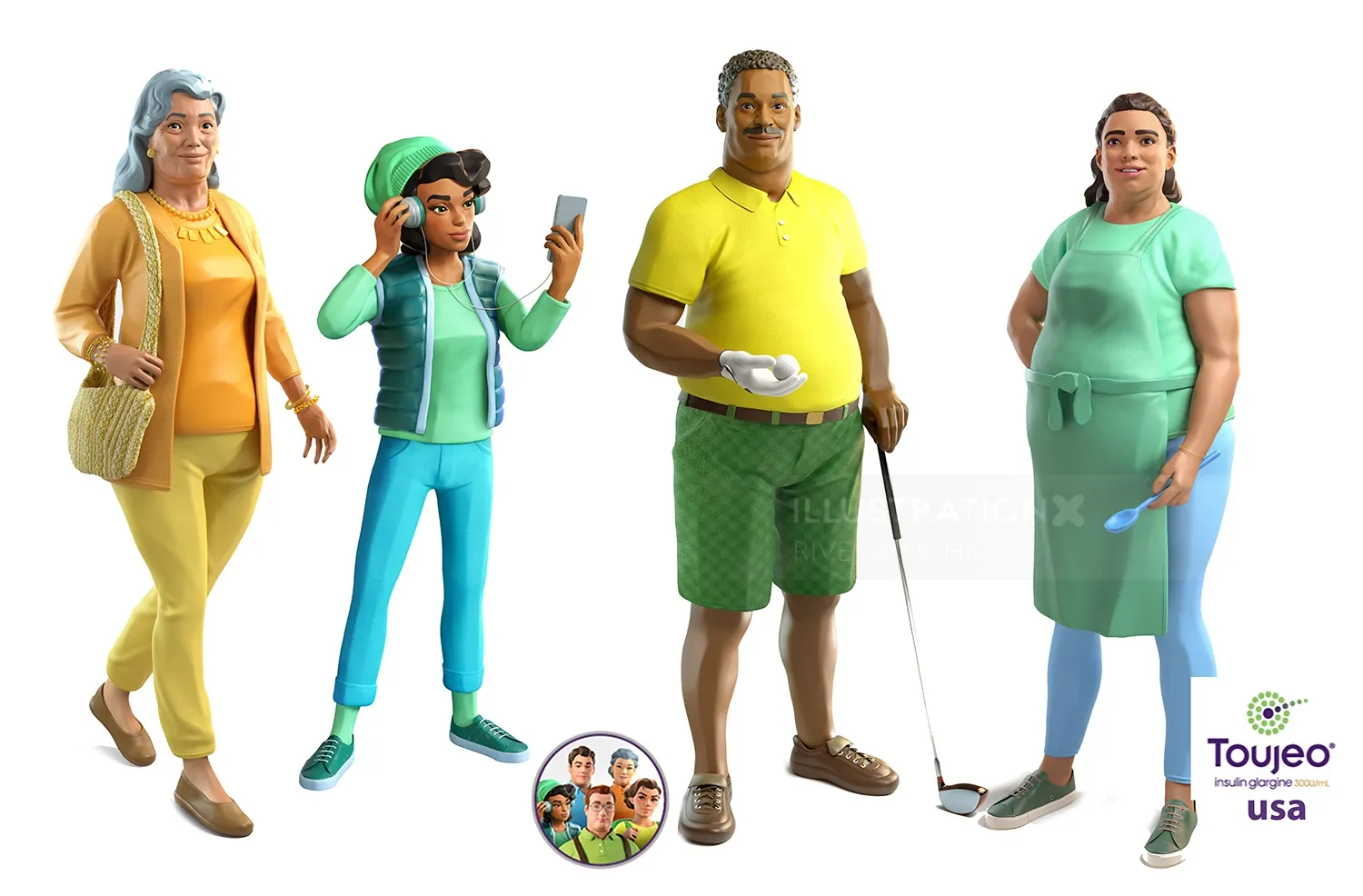 Four diverse adults standing in casual clothes by RIVE GAUCHE