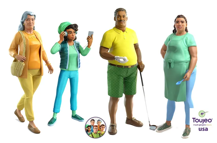 Four diverse adults standing in casual clothes by RIVE GAUCHE