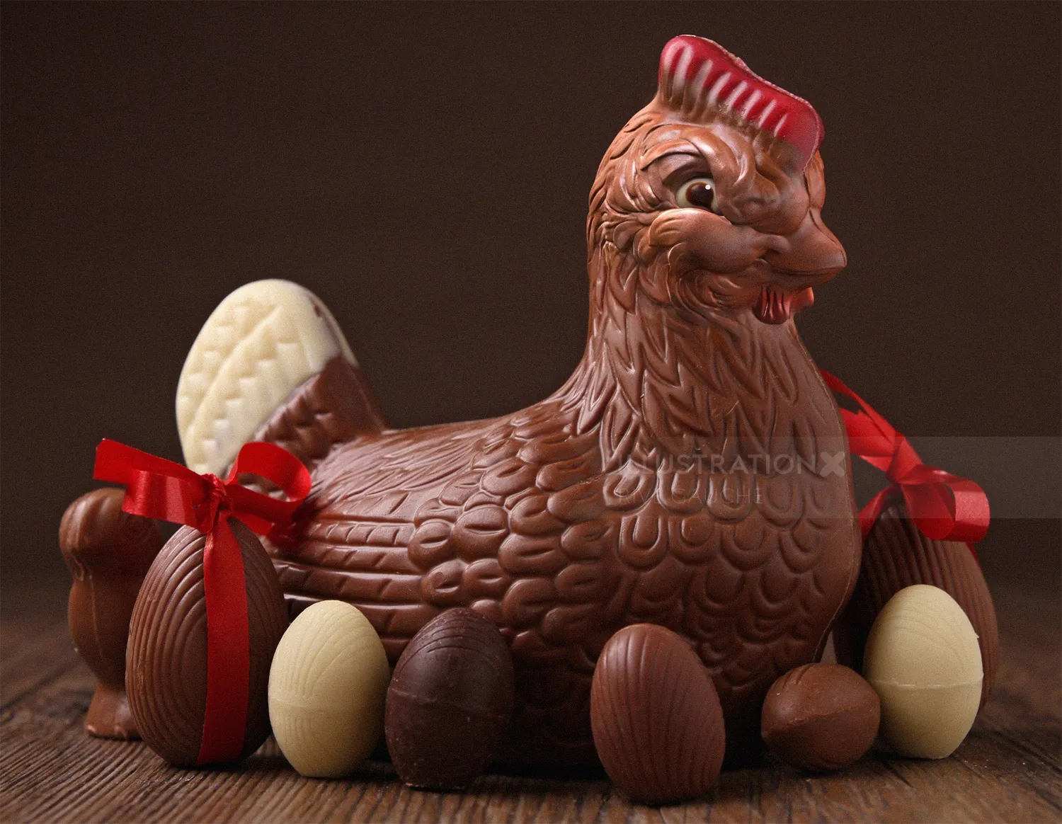 Chocolate hen and Easter eggs by RIVE GAUCHE