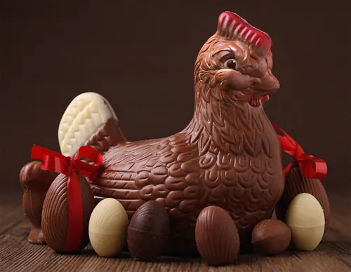 Chocolate hen and Easter eggs by RIVE GAUCHE
