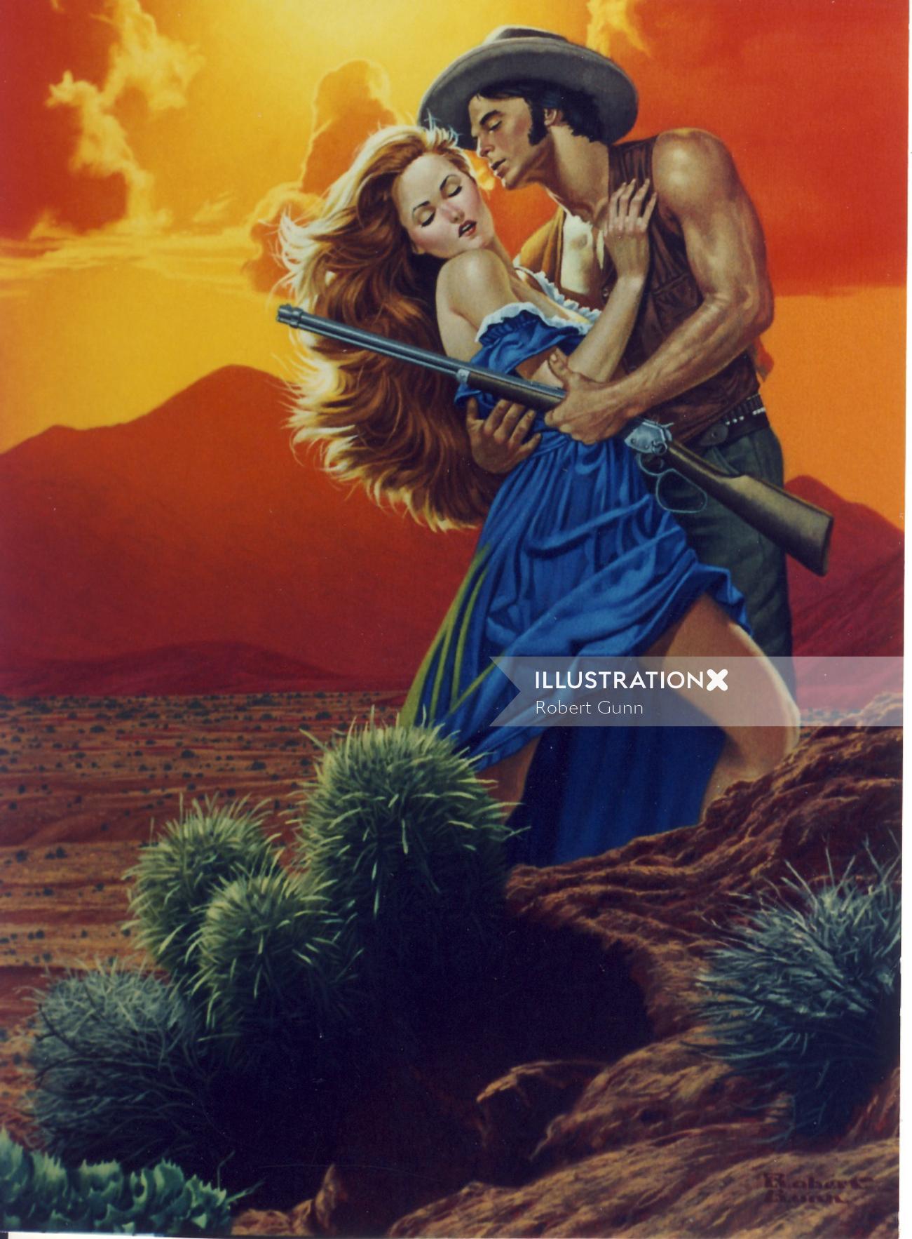 Book cover of Cowboy trying to force himself on a woman