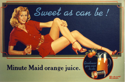 Poster of model presenting a sweet glass of orange juice