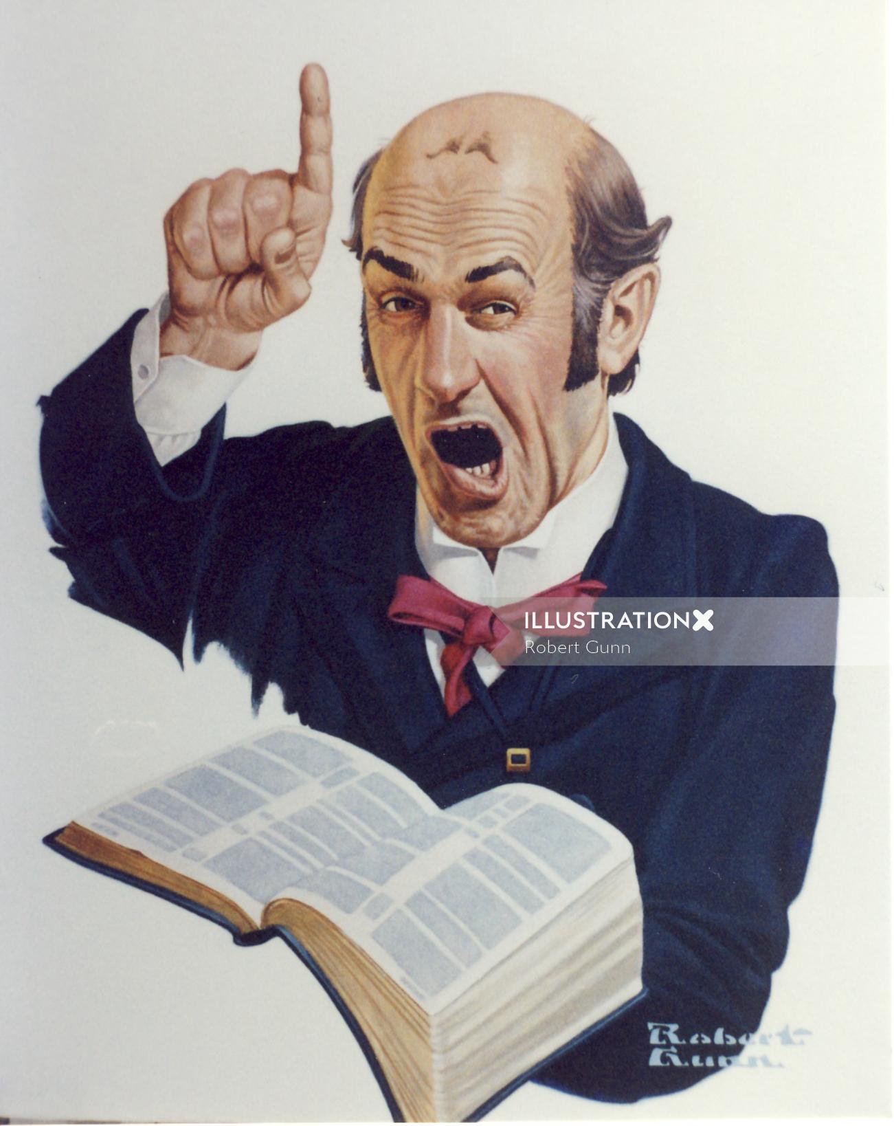Illustration of preacher calling down the wrath of God on unrepentant sinners