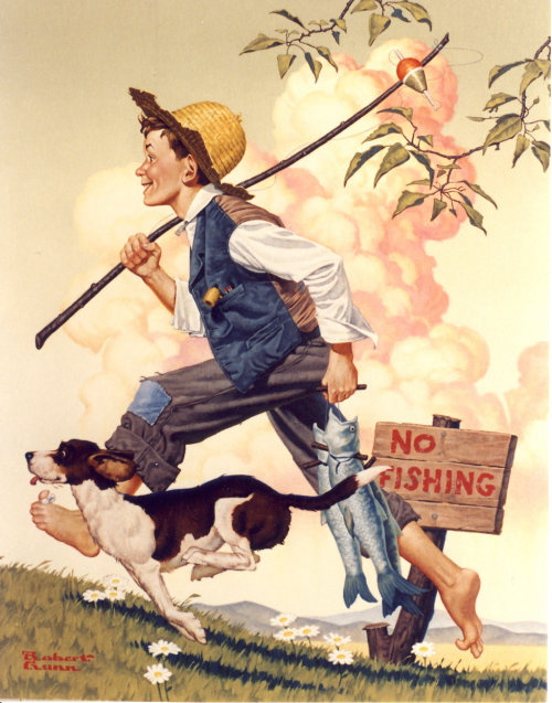 Illustration of young boy with his dog