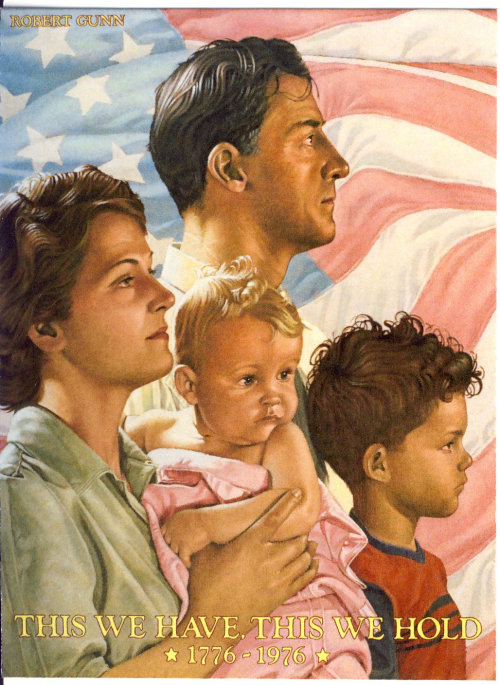 Artwork of young american family