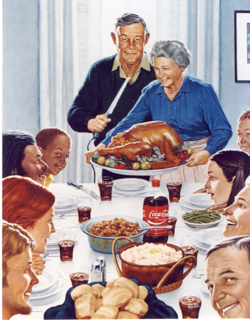 Illustration of vintage family dinner