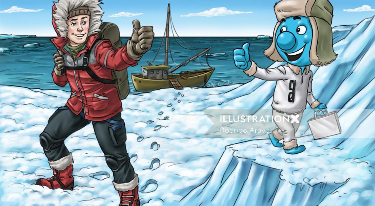Cartoon Caharater se donnant le pouce en Islande