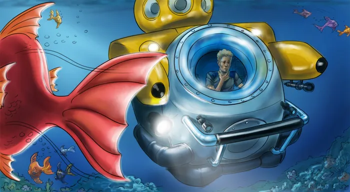 Illustration of underwater submarine ride
