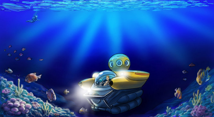 Cartoon illustration of underwater world
