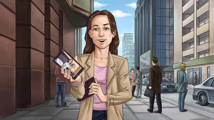 Illustration of Woman with ID card
