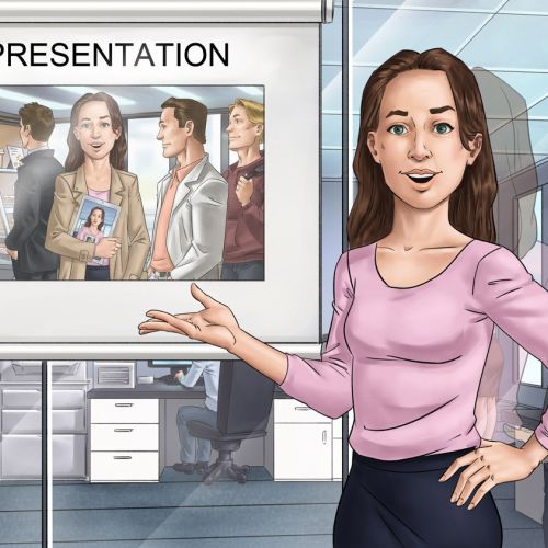 Illustration of woman giving presentation
