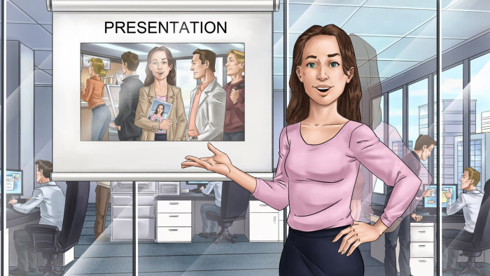 Illustration of woman giving presentation
