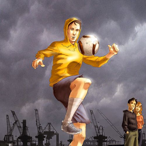 illustration of boy playing football