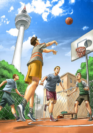 Pessoas jogando basquete
