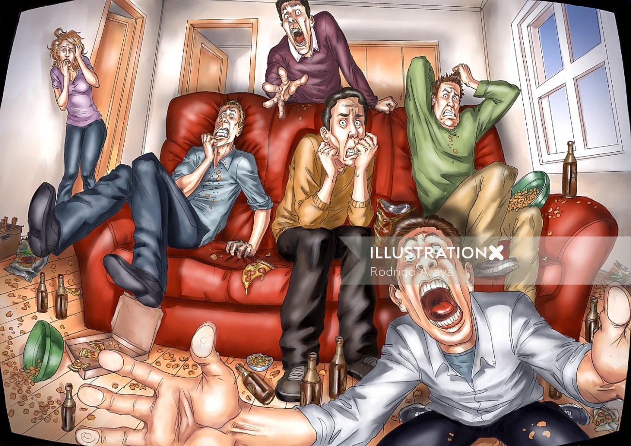 Storyboard de personnes effrayantes dans la maison