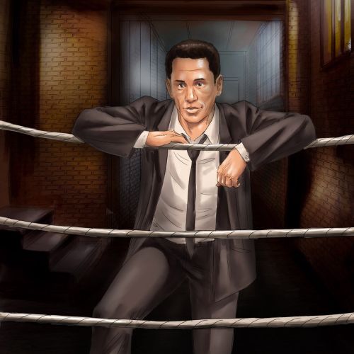 Storyboard of a boxing manager at ring
