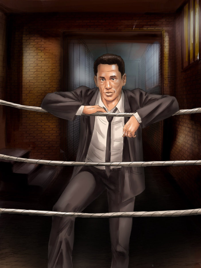 Storyboard of a boxing manager at ring
