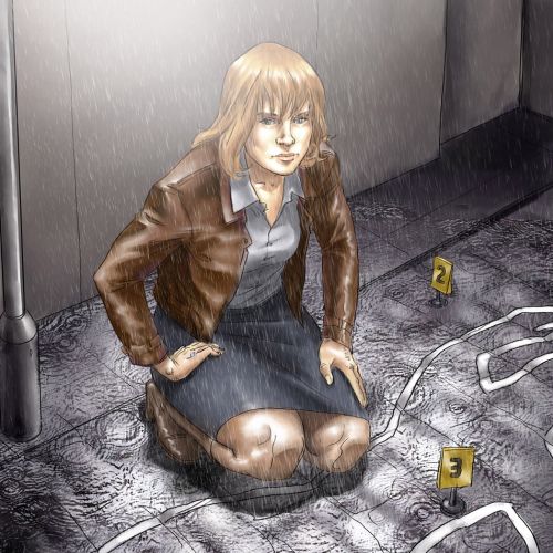 Graphic of a woman at murder spot