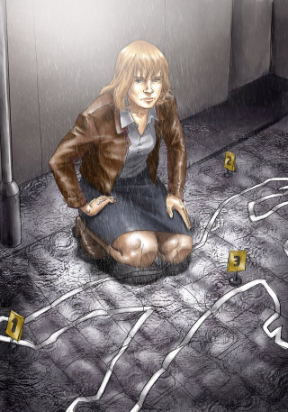 Gráfico de una mujer en el lugar del asesinato.