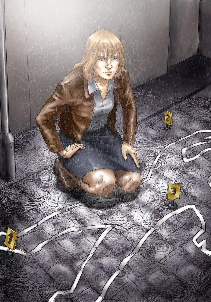 一个女人在谋杀现场的图形