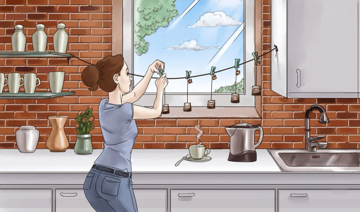 Illustration graphique de femme dans la cuisine