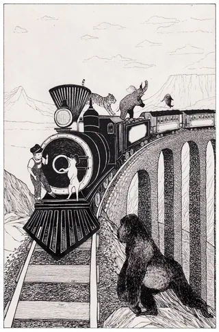 Kid and animals playing on a moving train by Rohan Eason