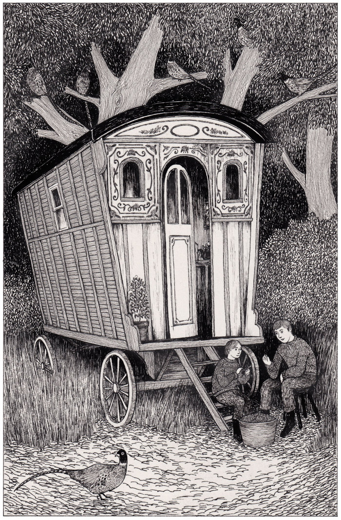 Black & White illustration of a cart
