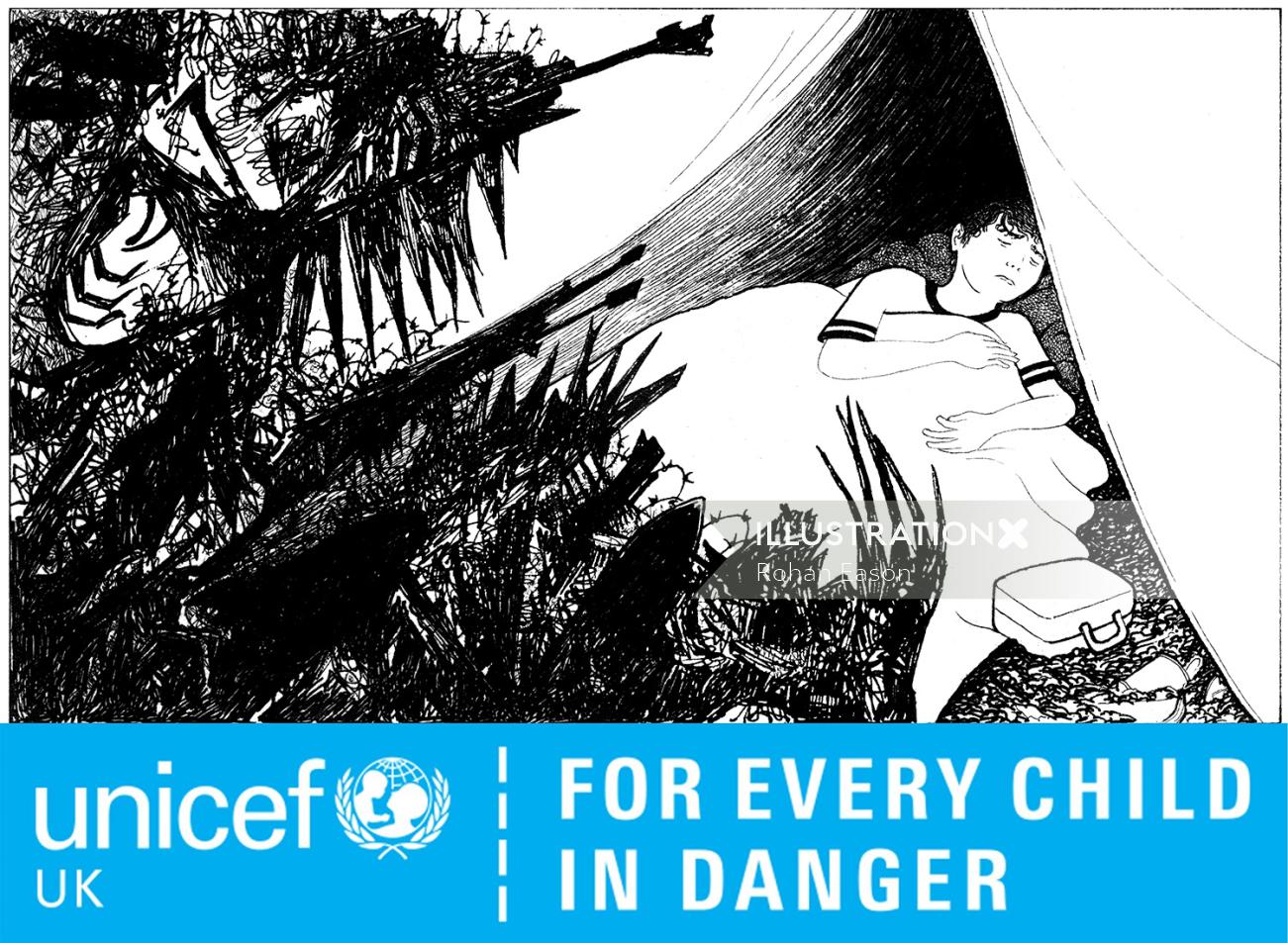 Graphic art for every child in danger for unicef