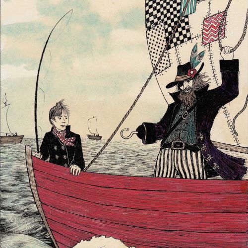 Children book pirate in the boat