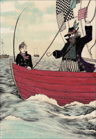 Libro infantil pirata en el barco.