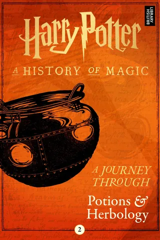 Cover of Harry Potter: A History of Magic book with potions cauldron illustration by Rohan Eason