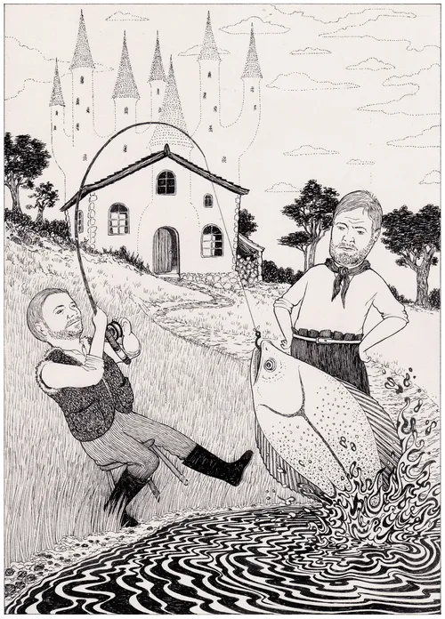 Fisher man illustration for Rotary Magazine