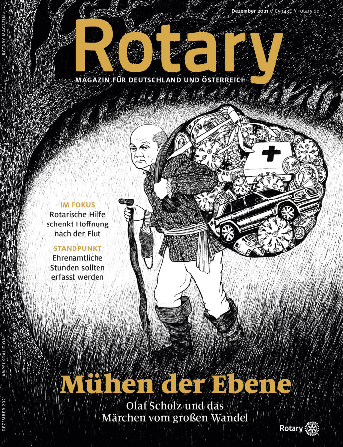 Rotary Magazine black and white cover art
