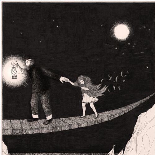 A dark and intricate children's book, 'The Sagging Bridge'