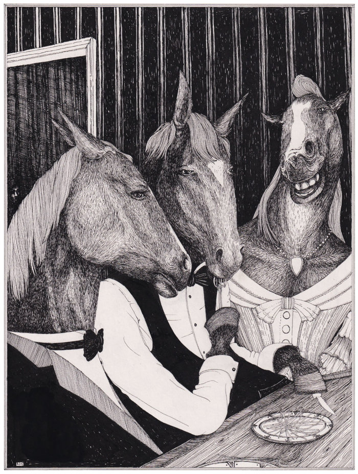 Horse dinner illustration
