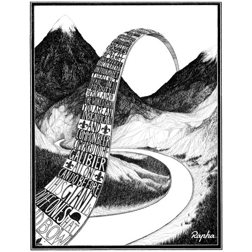 Col du Galibier Black and white poster